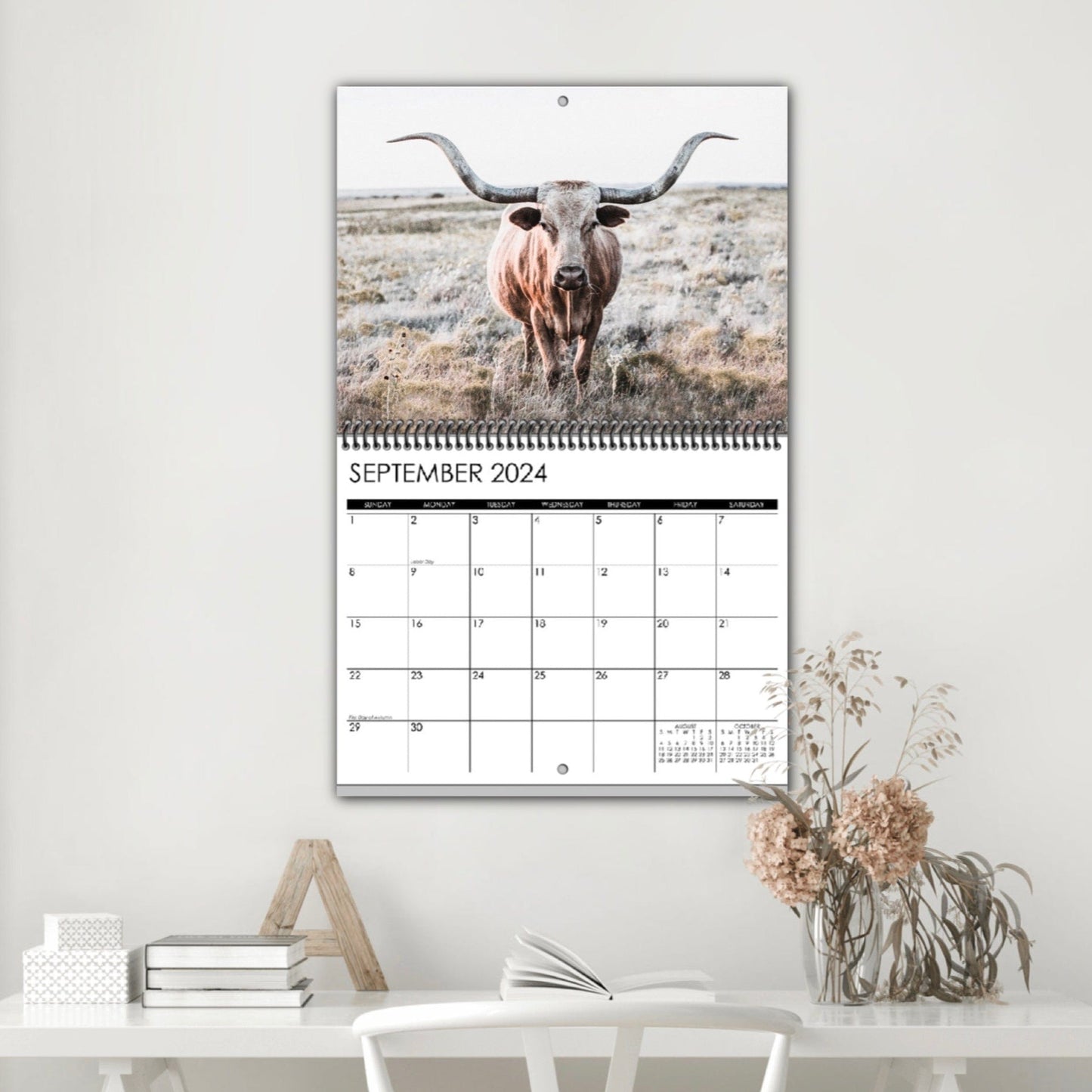 Texas Longhorn Wall Calendar or Desktop Planner Calendar Teri James Photography