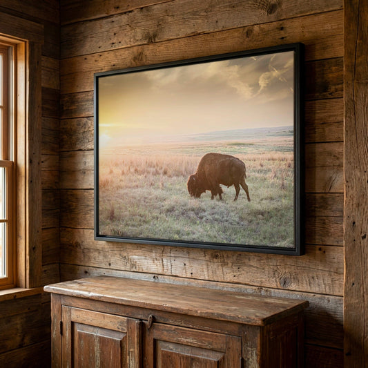 American Bison Canvas Print – Rustic Wildlife Wall Art by Teri James Photography Canvas-Black Frame / 12 x 18 Inches Wall Art Teri James Photography