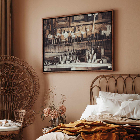 Antique Workshop Wall Art - Vintage Tool Decor & Rustic Home Decoration Canvas Print Wall Art Teri James Photography