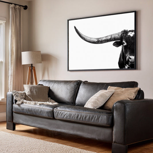 Austin Texas Longhorn Art in Black and White Wall Art Teri James Photography