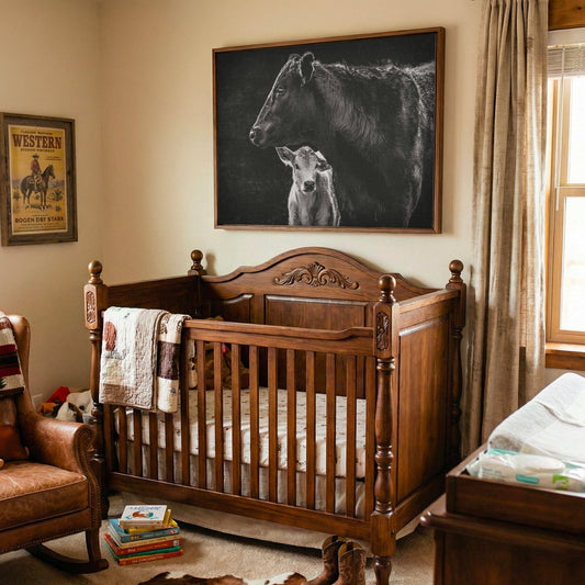 Black Angus Canvas Print - Cow and Calf Print - Western Wall Art Decor Wall Art Teri James Photography