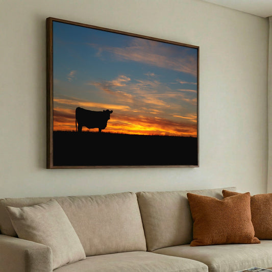 Black Angus Canvas Print – Vibrant Sunset Wall Art for Rustic Farmhouse Decor Wall Art Teri James Photography