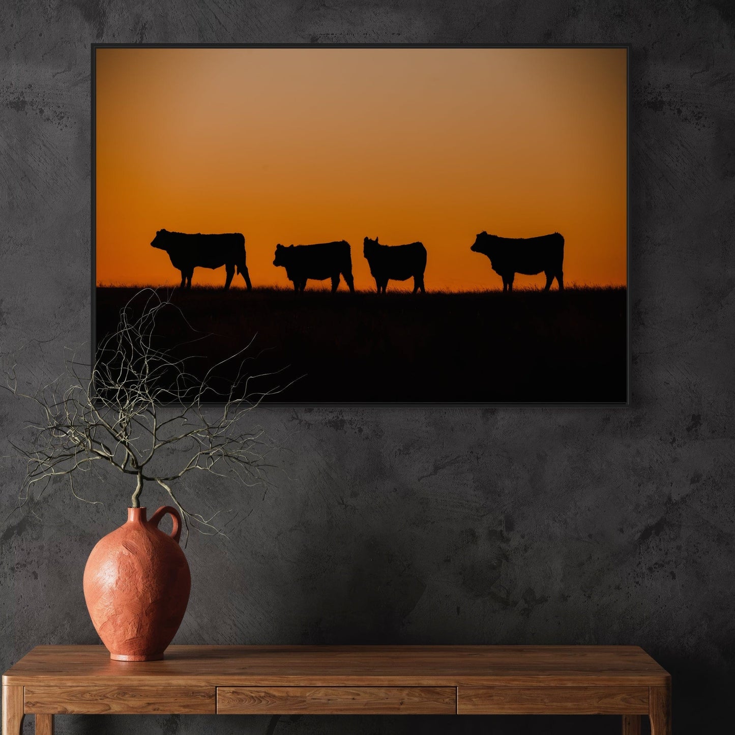 Black Angus Cattle Sunset Print Wall Art Teri James Photography