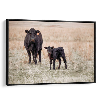 Black Angus Cow and Calf Canvas Print Canvas-Black Frame / 12 x 18 Inches Wall Art Teri James Photography