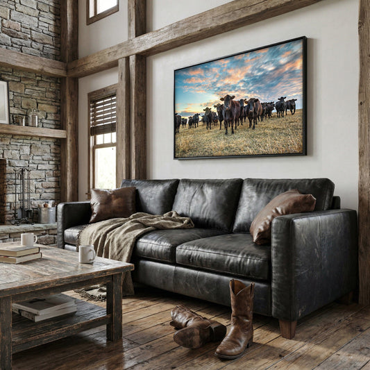 Black Angus Wall Art - Cows at Sunset Wall Art Teri James Photography