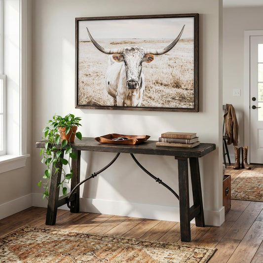 Boho Western Decor Art - Longhorn Photography Canvas Print Wall Art Teri James Photography
