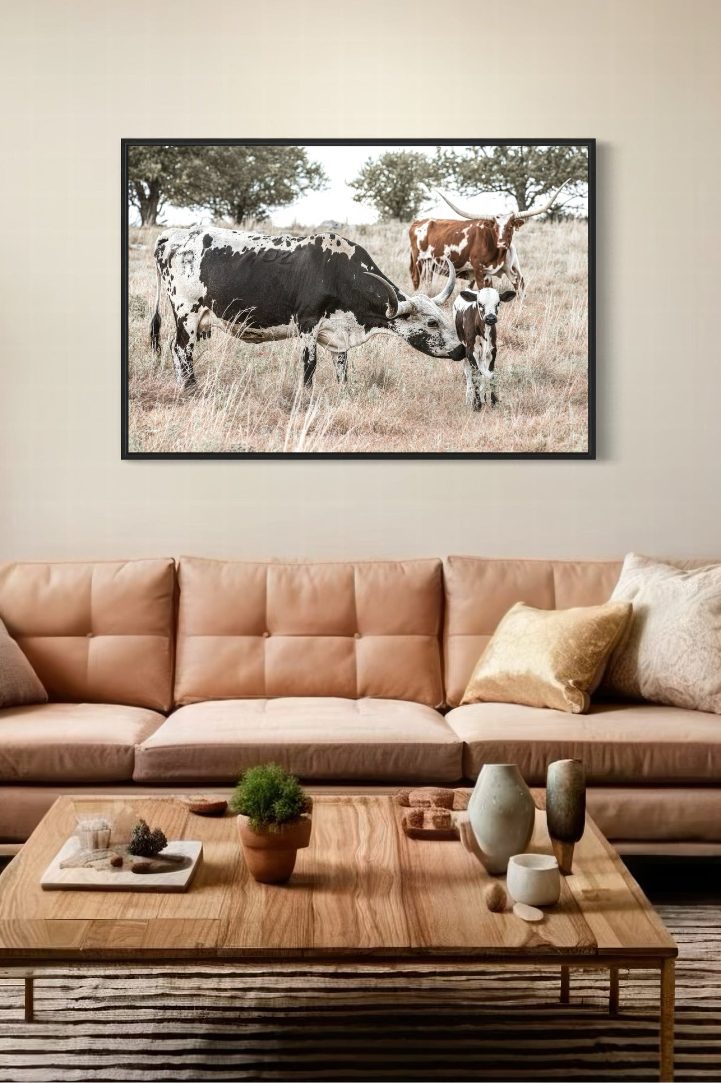 Cowboy Nursery Decor Wall Art - Longhorn Cattle