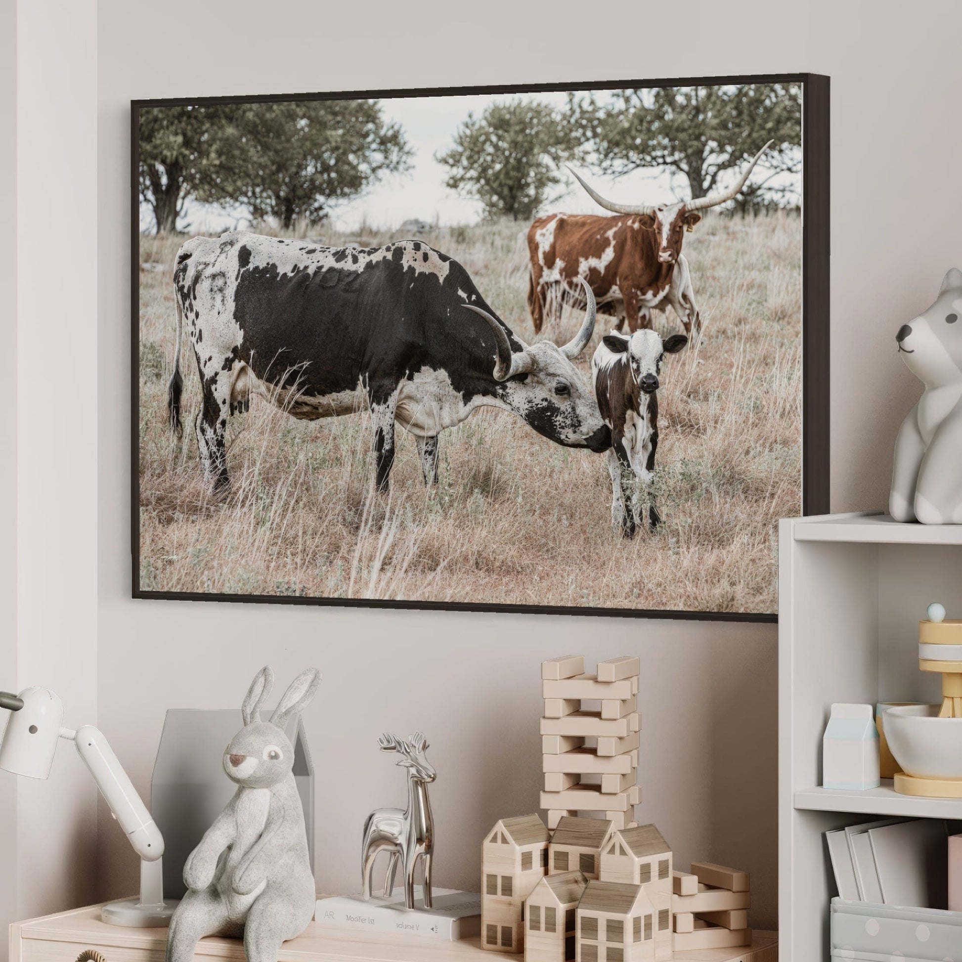 Cowboy Nursery Decor Wall Art - Longhorn Cattle Wall Art Teri James Photography