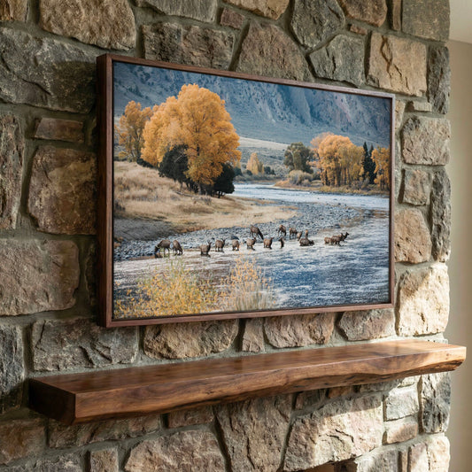 Elk Paradise Valley Print - Rustic Western Artwork & Wildlife Canvas Print Wall Art Teri James Photography