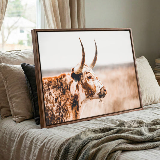 Farmhouse Longhorn Decor - Rustic Wall Art Canvas Print With Sepia Tone Wall Art Teri James Photography