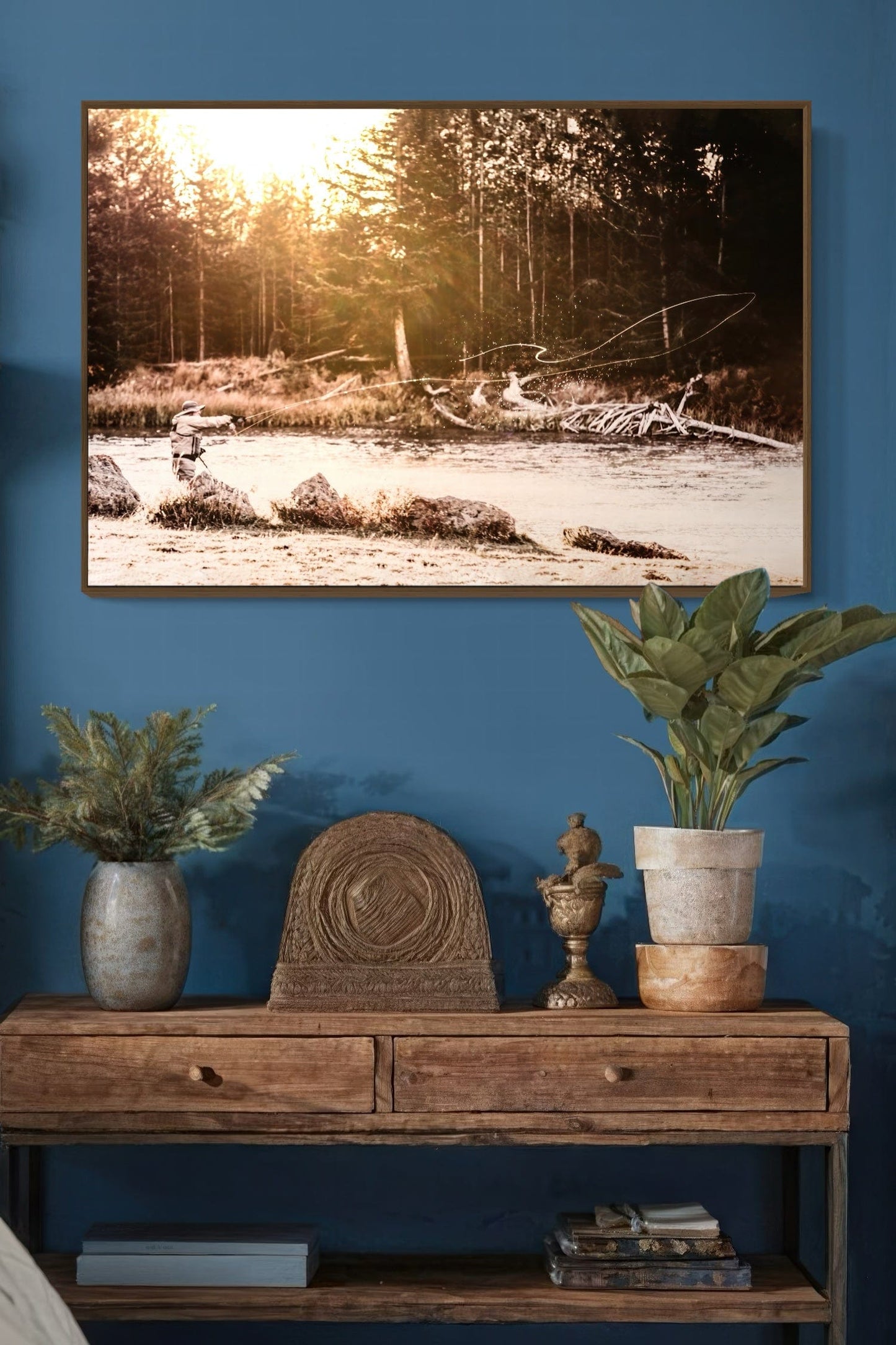 Fishing Man Cave Decor – Fly Fisherman Canvas