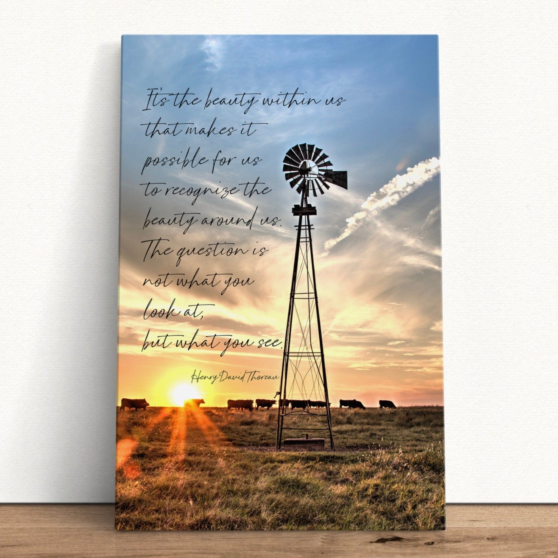 Henry David Thoreau Quote - Old Windmill Art Canvas-Unframed / 12 x 18 Inches Wall Art Teri James Photography
