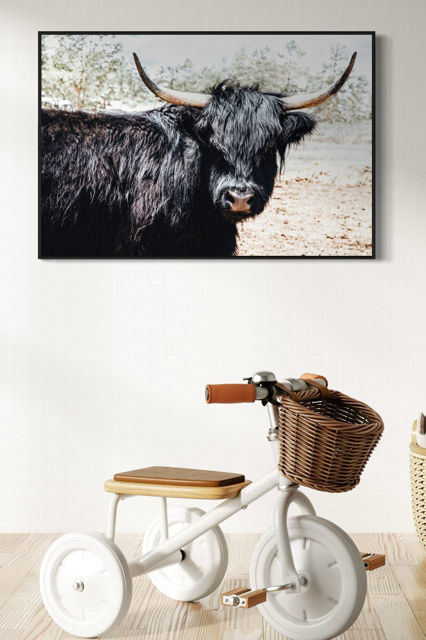 Highland Cattle Picture - Rustic Farmhouse Framed Canvas Print