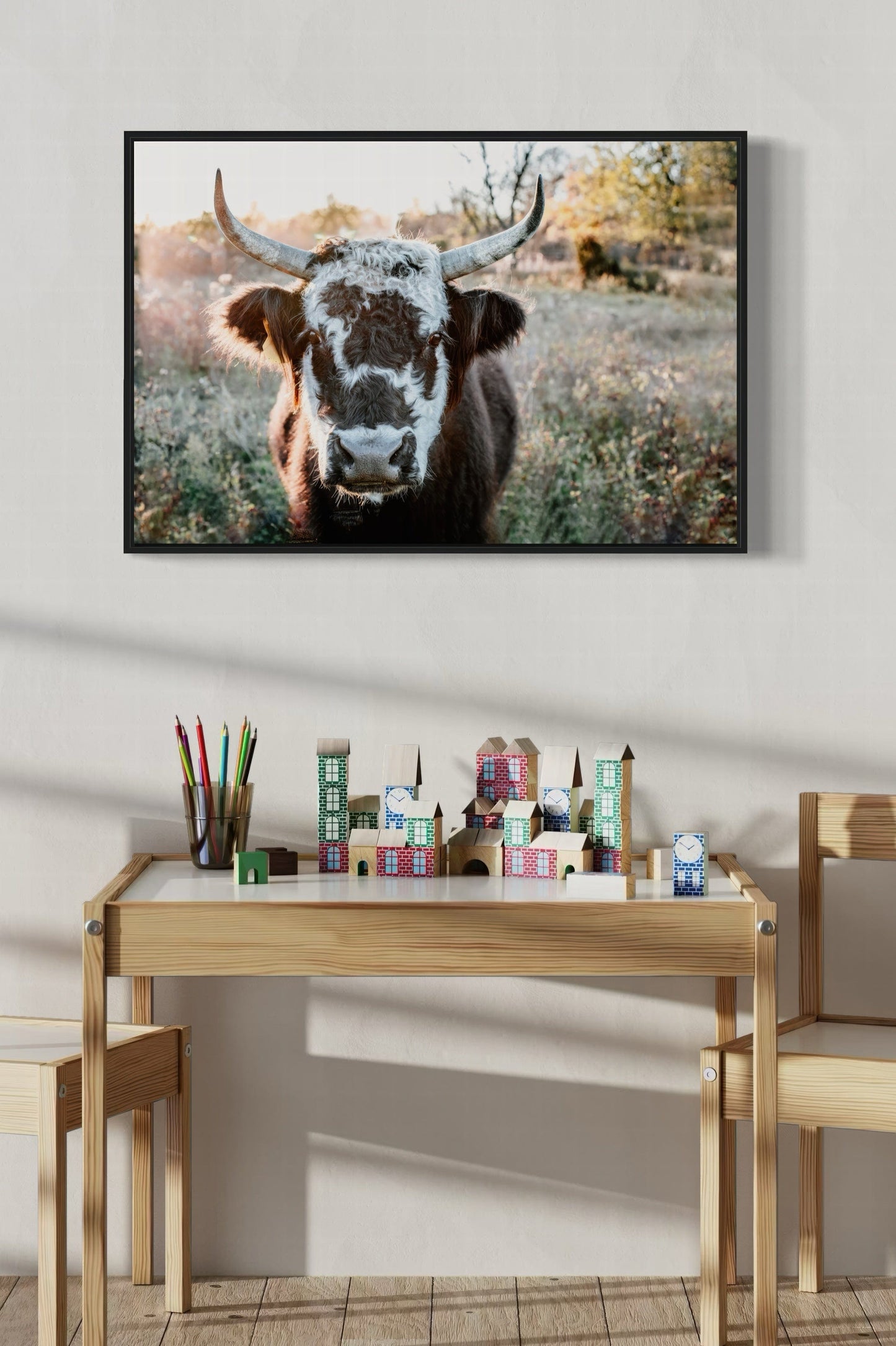 Highland Cow Canvas Print - Black and White Cow