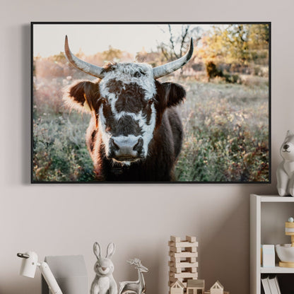 Highland Cow Canvas Print - Black and White Cow Wall Art Teri James Photography