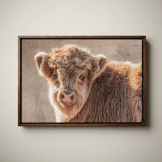 Highland Cow Nursery Canvas - Scottish Calf Wall Art for Baby Room