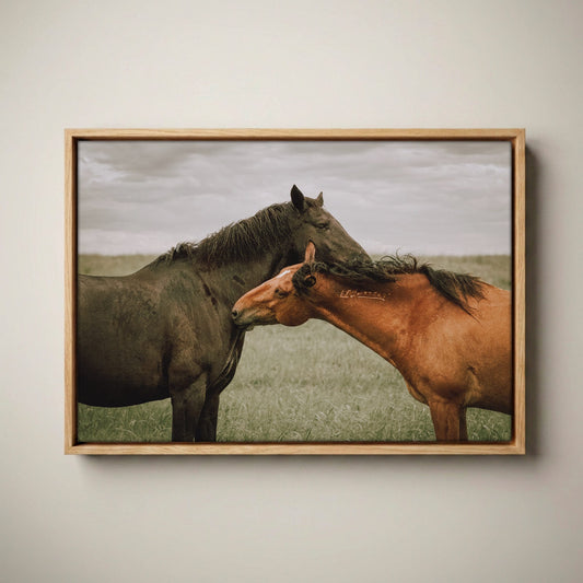Large Horse Canvas Wall Art - Western Decor Canvas-Natural Oak Float Frame / 12 x 18 Inches