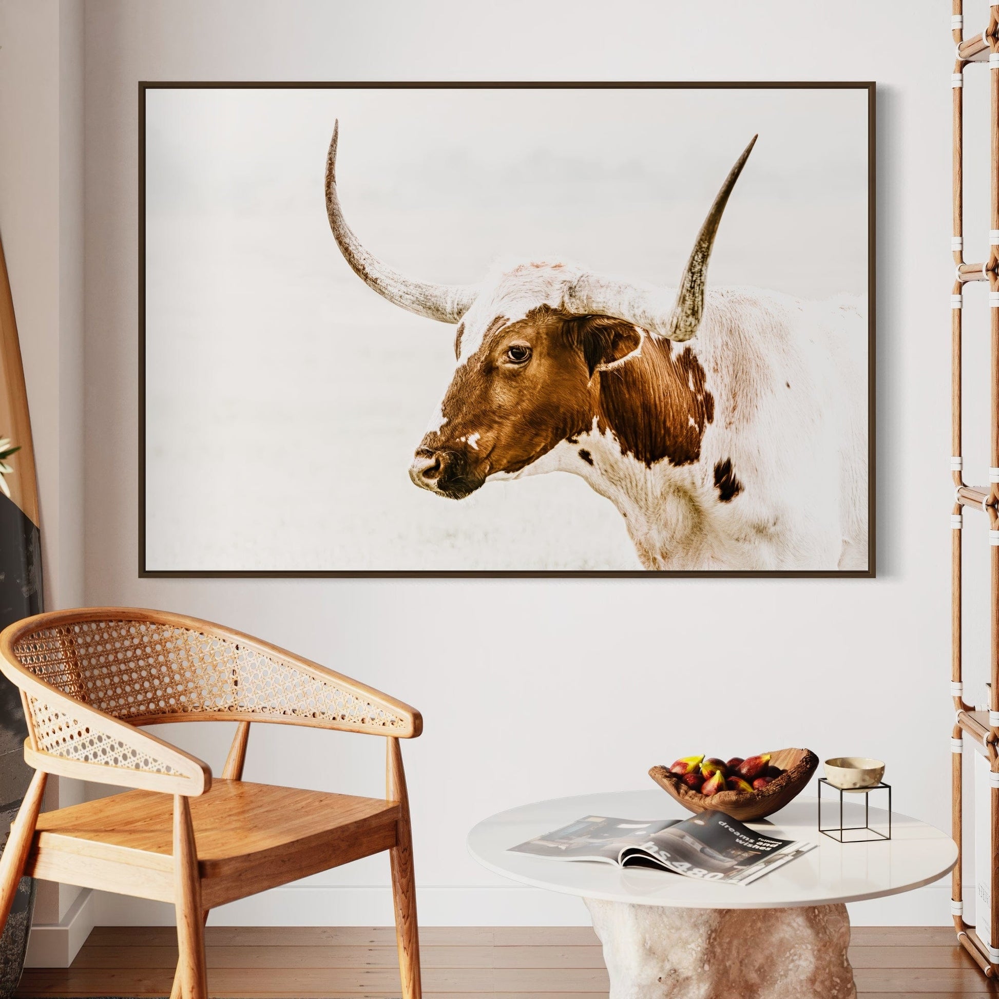 Longhorn Canvas in Sepia Browns Wall Art Teri James Photography