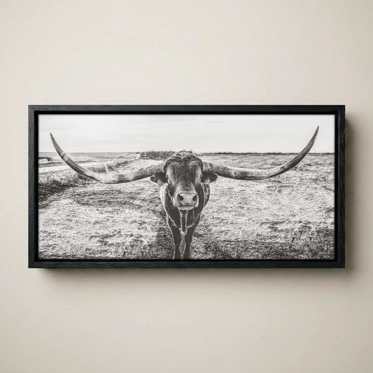 Longhorn Canvas Print – Panoramic Texas Longhorn
