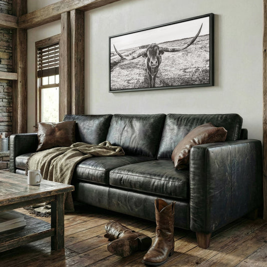 Longhorn Canvas Print – Panoramic Wall Art With Texas Longhorn Decor Wall Art Teri James Photography