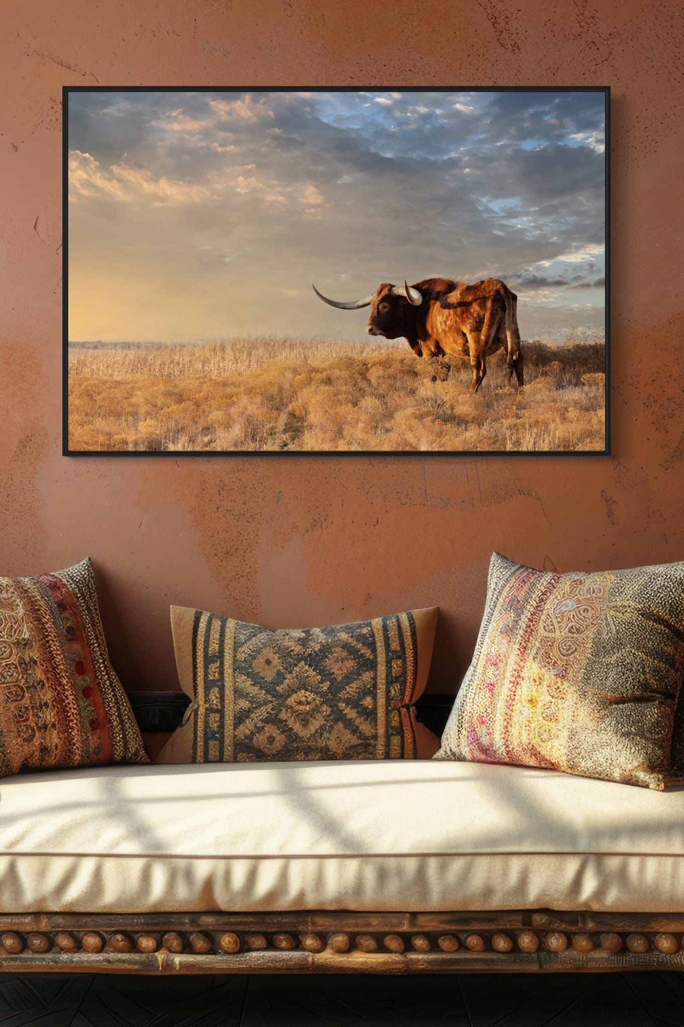 Longhorn Canvas Wall Art - Texas Longhorn Bull Wall Art Teri James Photography
