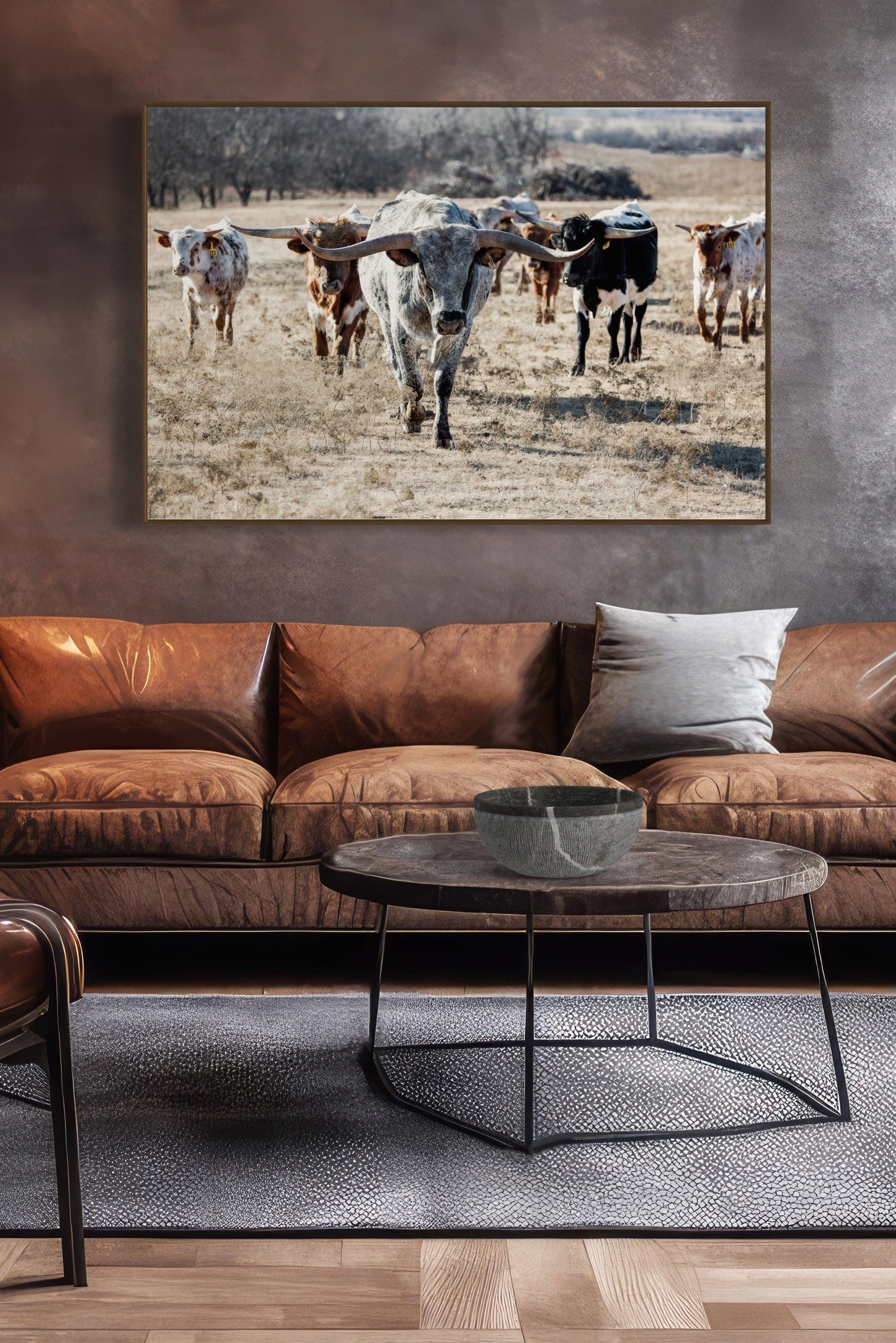 Longhorn Cattle Herd Canvas Print Wall Art Teri James Photography