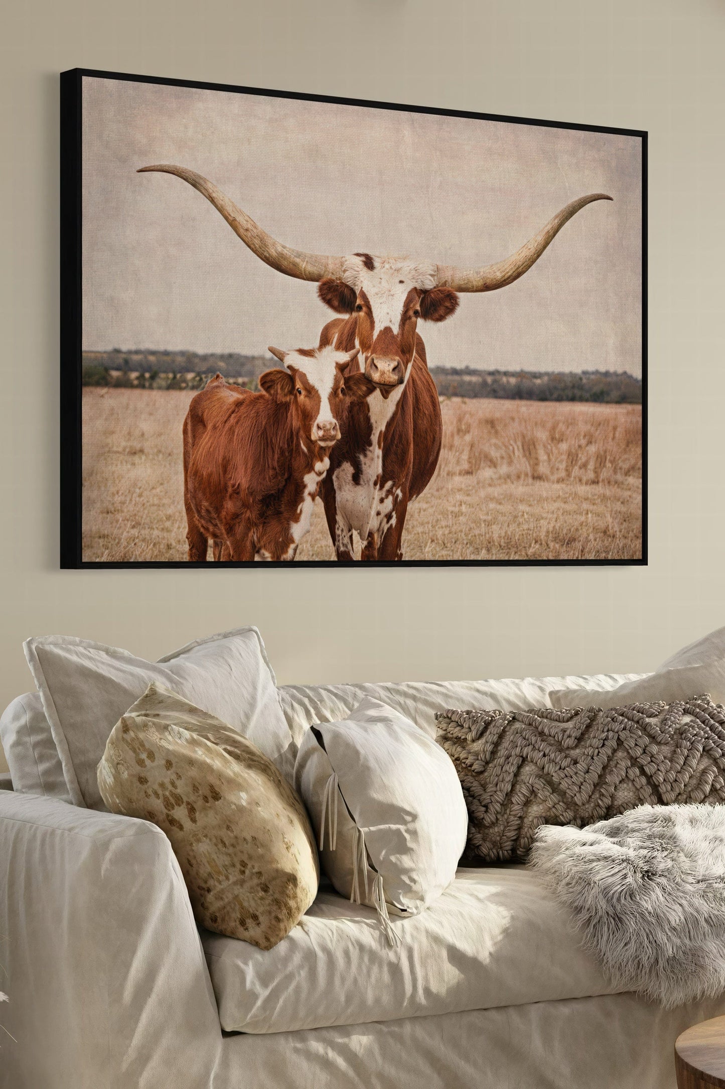 Longhorn Nursery Decor – Cow and Calf Rustic Wall Art for Nursery