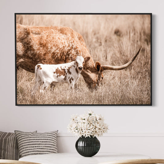 Longhorn Cow Nursery Wall Art - Longhorn Cow and Calf Wall Art Teri James Photography