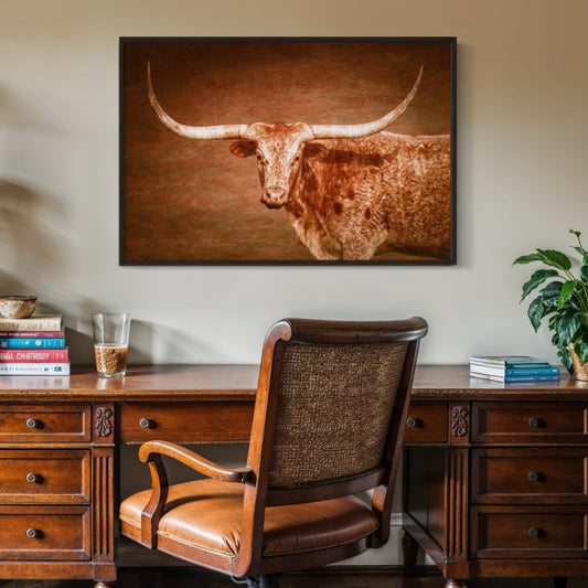 Longhorn Float Framed Canvas Wall Art Teri James Photography
