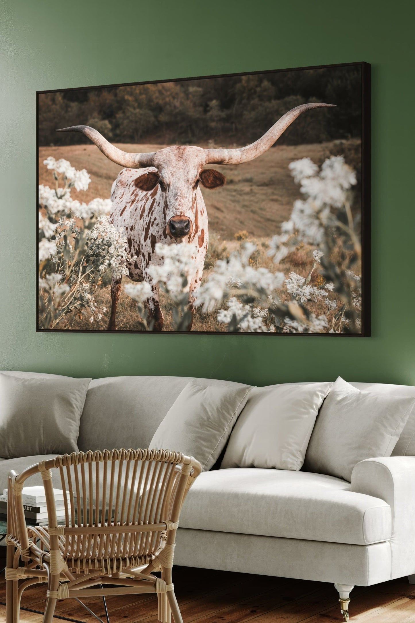 Longhorn Wall Art - Rustic Western Cow Canvas Print