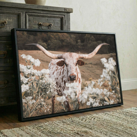 Longhorn in Flowers Wall Art Wall Art Teri James Photography