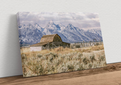 Moulton Barn and Teton Mountains Canvas-Unframed / 12 x 18 Inches Wall Art Teri James Photography