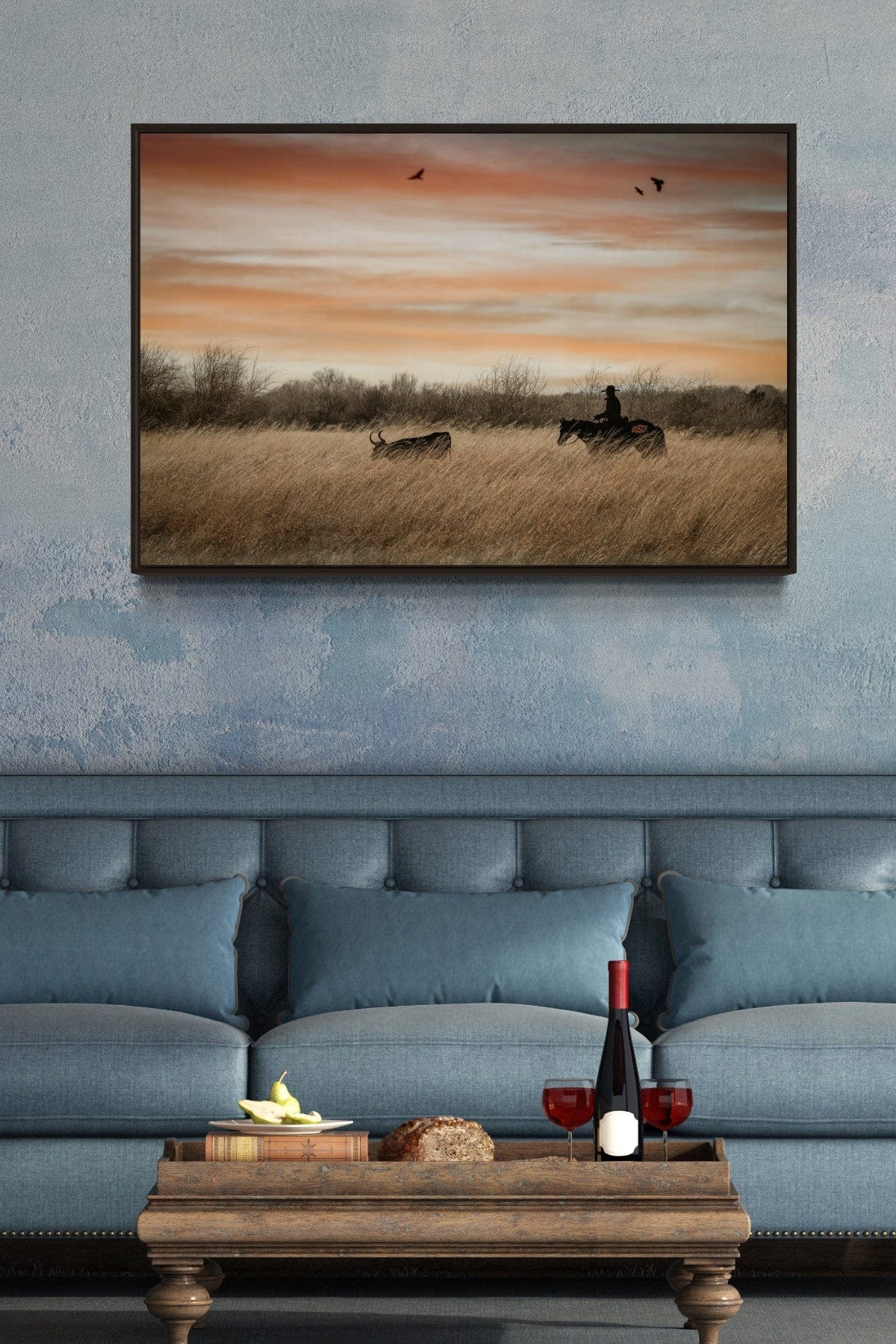 Oklahoma State University Wall Art - Cowboy, Horse and Longhorn