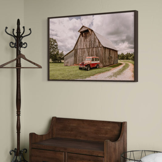 Old Barn and Willy's Jeep Rustic Art Wall Art Teri James Photography