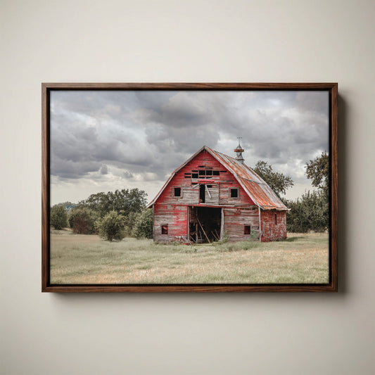 Old Oklahoma Red Barn Canvas - Rustic Farmhouse