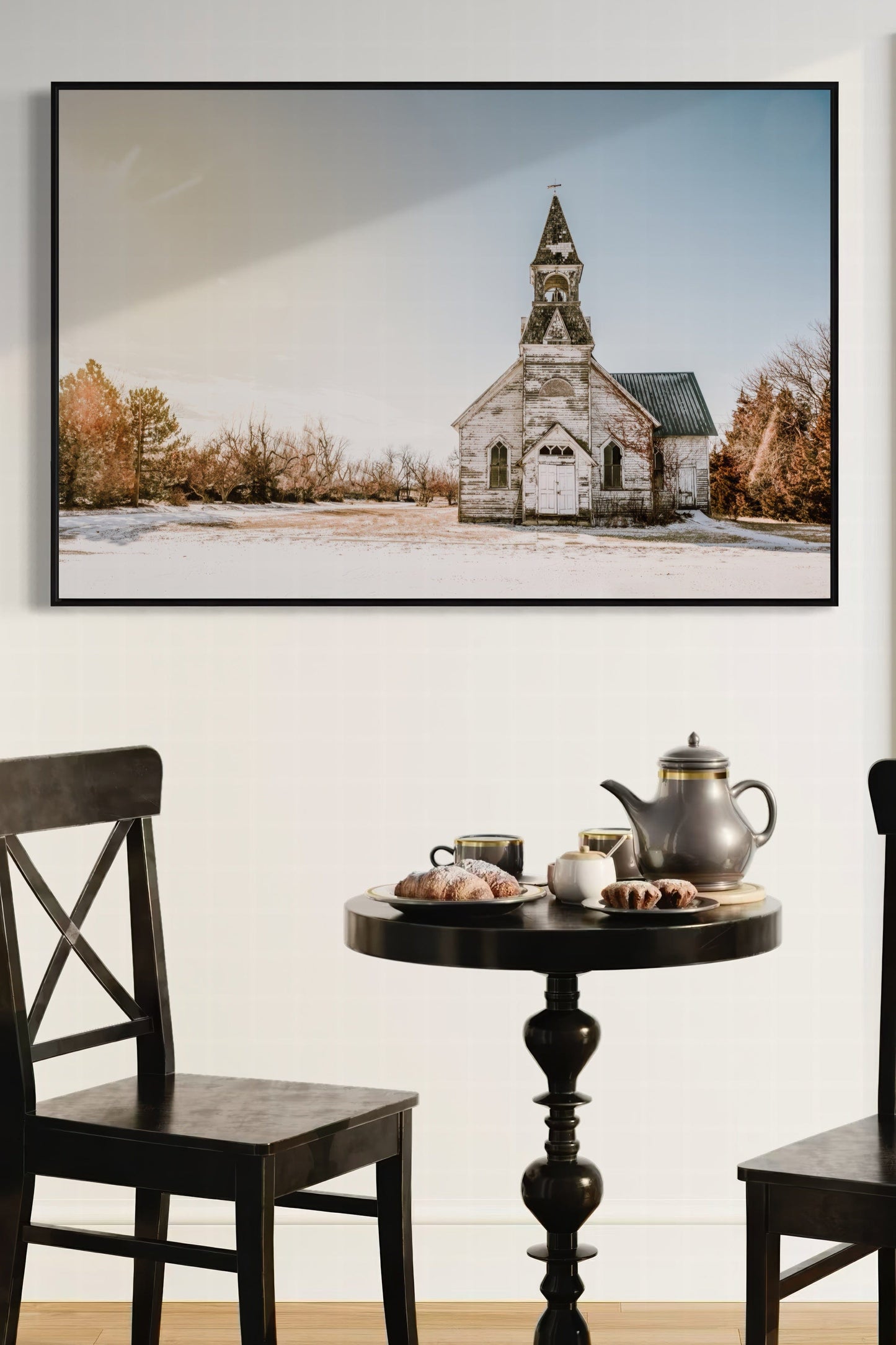 Old White Church Canvas - Vintage Church Canvas Wall Art