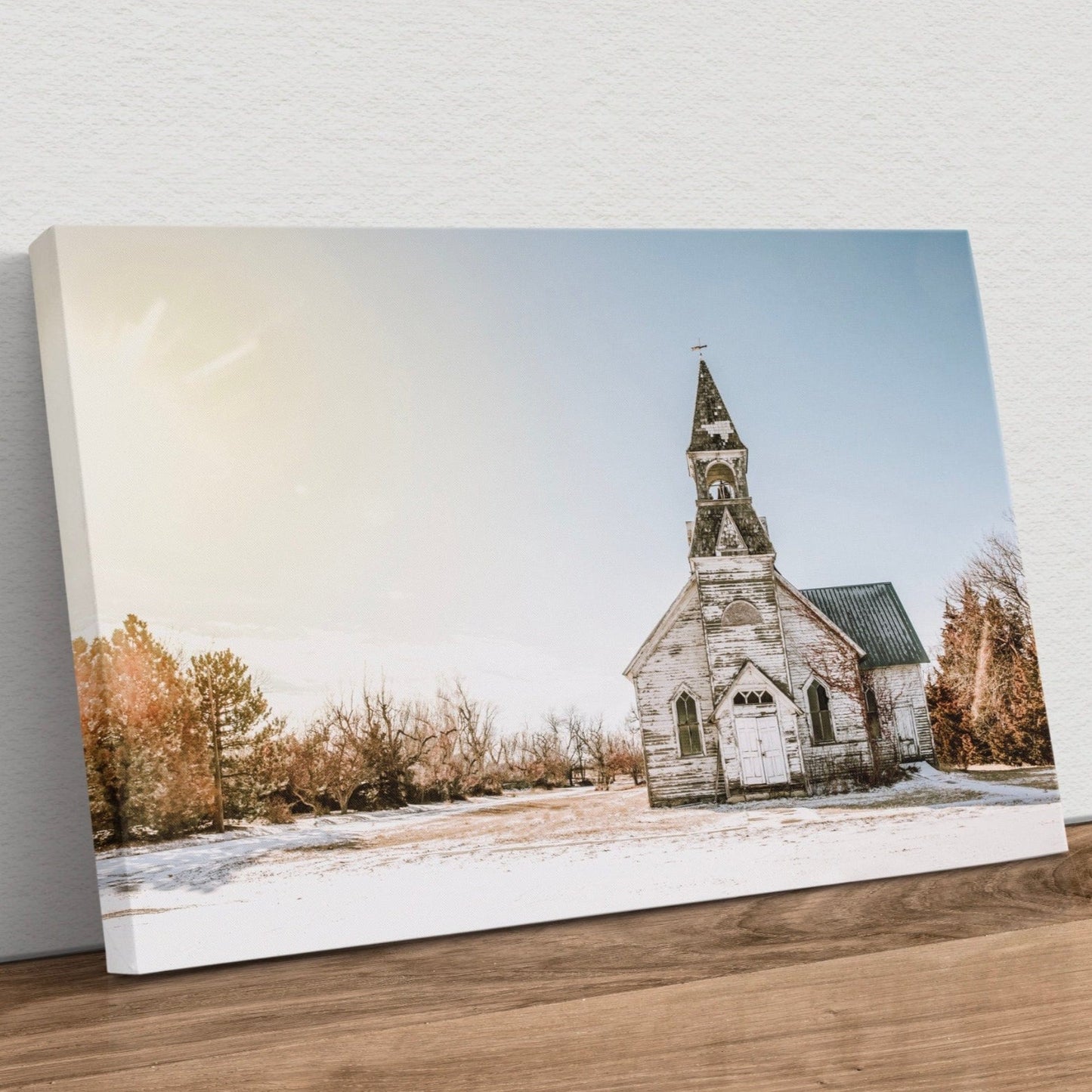 Old White Church Canvas Print Canvas-Unframed / 12 x 18 Inches Wall Art Teri James Photography