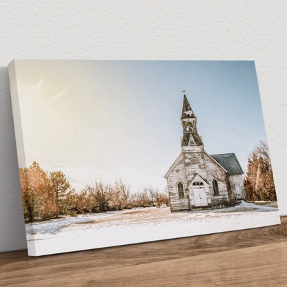 Old White Church Canvas Print Canvas-Unframed / 12 x 18 Inches Wall Art Teri James Photography
