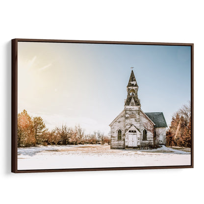 Old White Church Canvas Print Canvas-Walnut Frame / 12 x 18 Inches Wall Art Teri James Photography