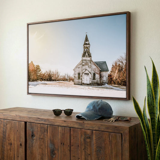 Old White Church Canvas - Vintage Church Canvas Wall Art Wall Art Teri James Photography