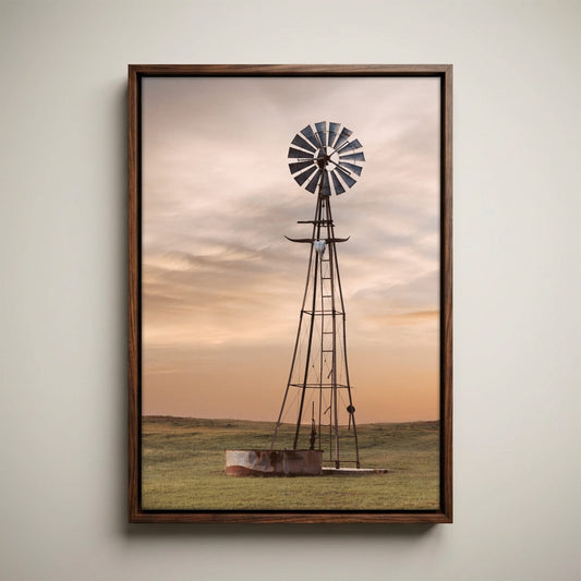 Old Windmill Decor - Rustic Wall Art with Longhorn Skull