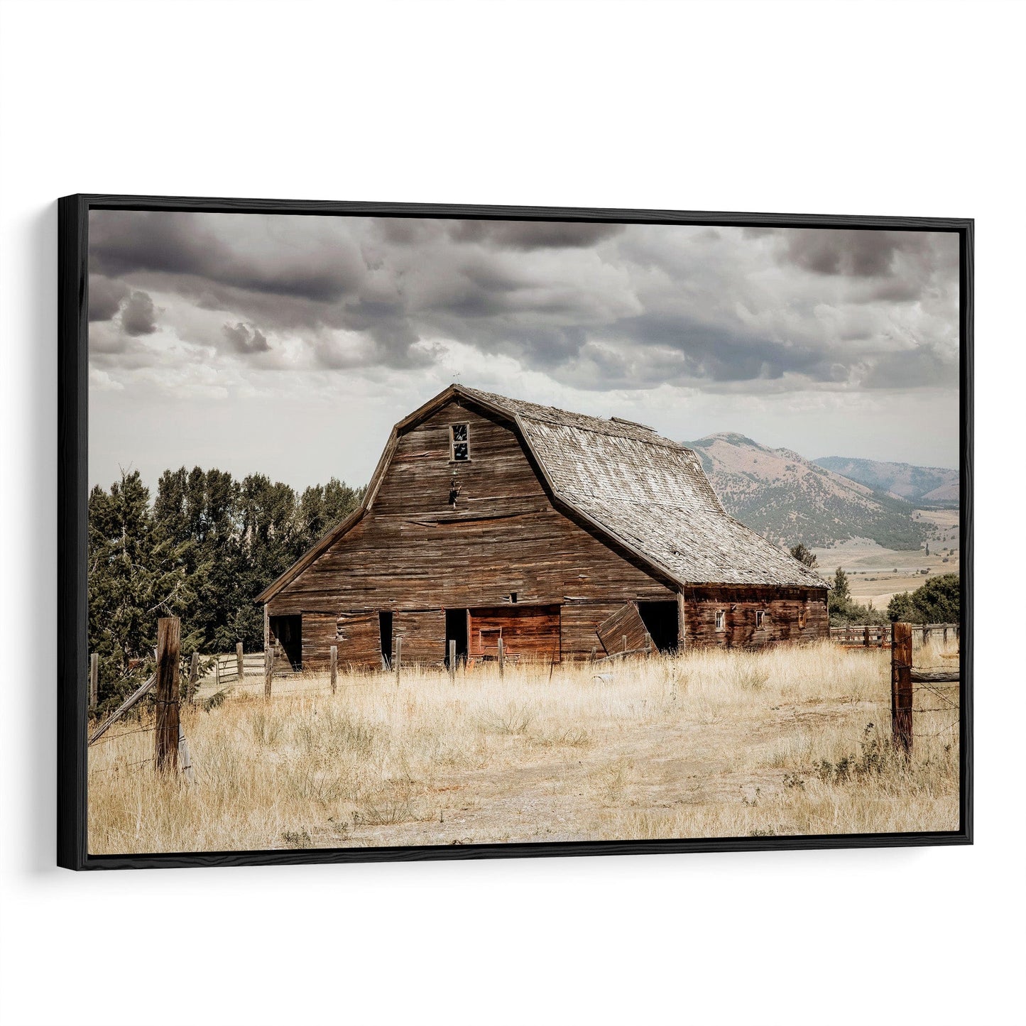 Old Wooden Barn Rustic Wall Art - Old Barn Canvas Print Canvas-Black Frame / 12 x 18 Inches Wall Art Teri James Photography