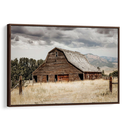 Old Wooden Barn Rustic Wall Art - Old Barn Canvas Print Canvas-Walnut Frame / 12 x 18 Inches Wall Art Teri James Photography