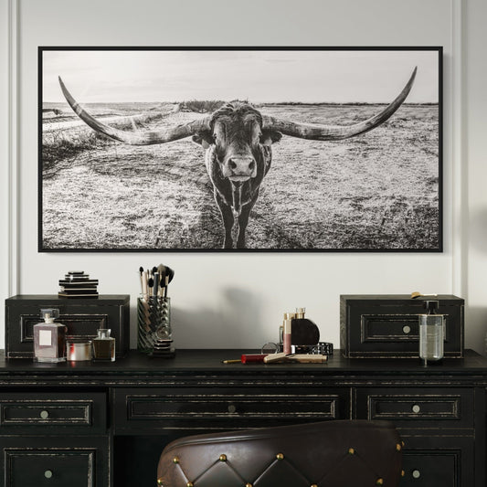 Panoramic Longhorn Canvas Print Wall Art Teri James Photography