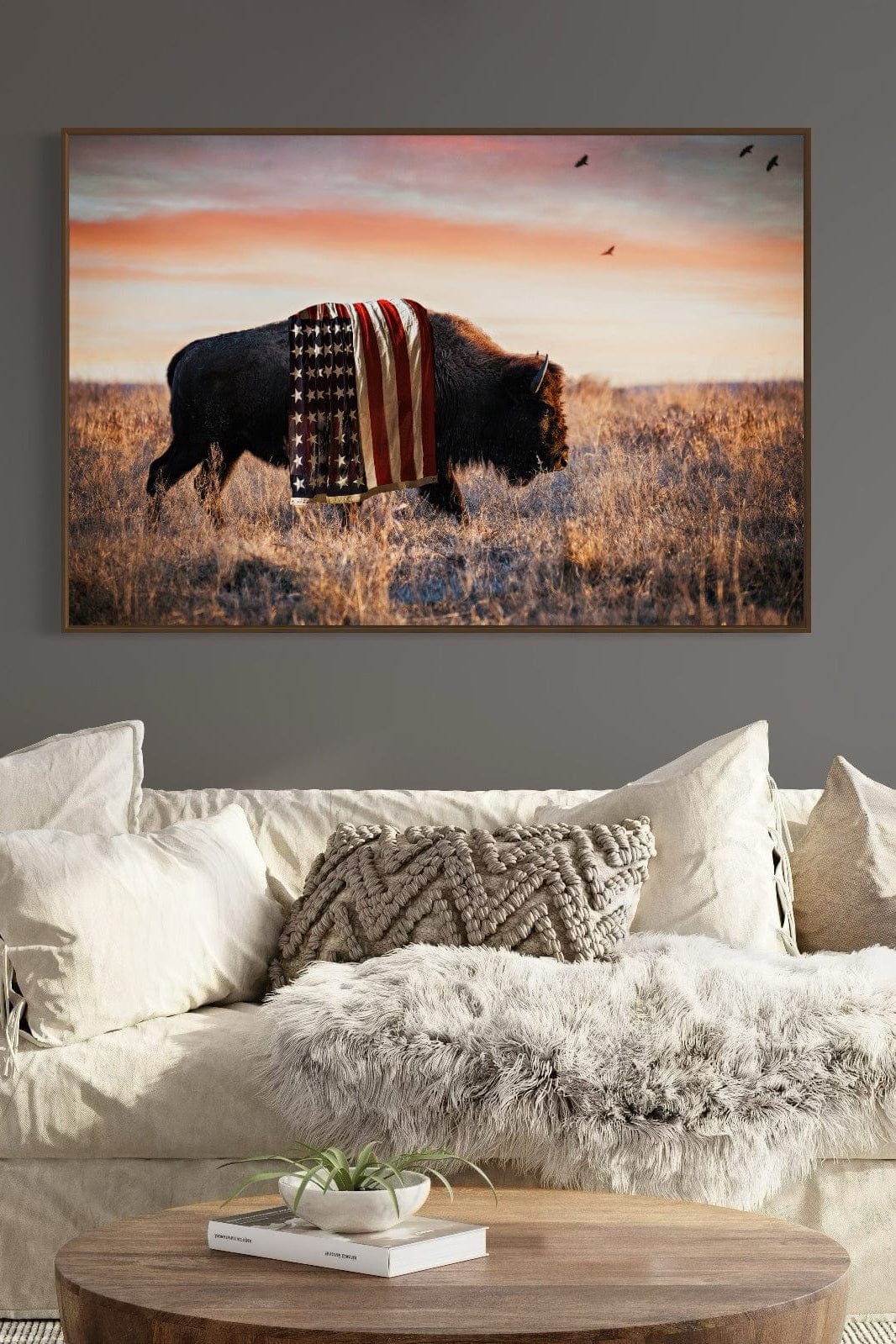 Patriotic Canvas Wall Decor - American Bison Wall Art Teri James Photography