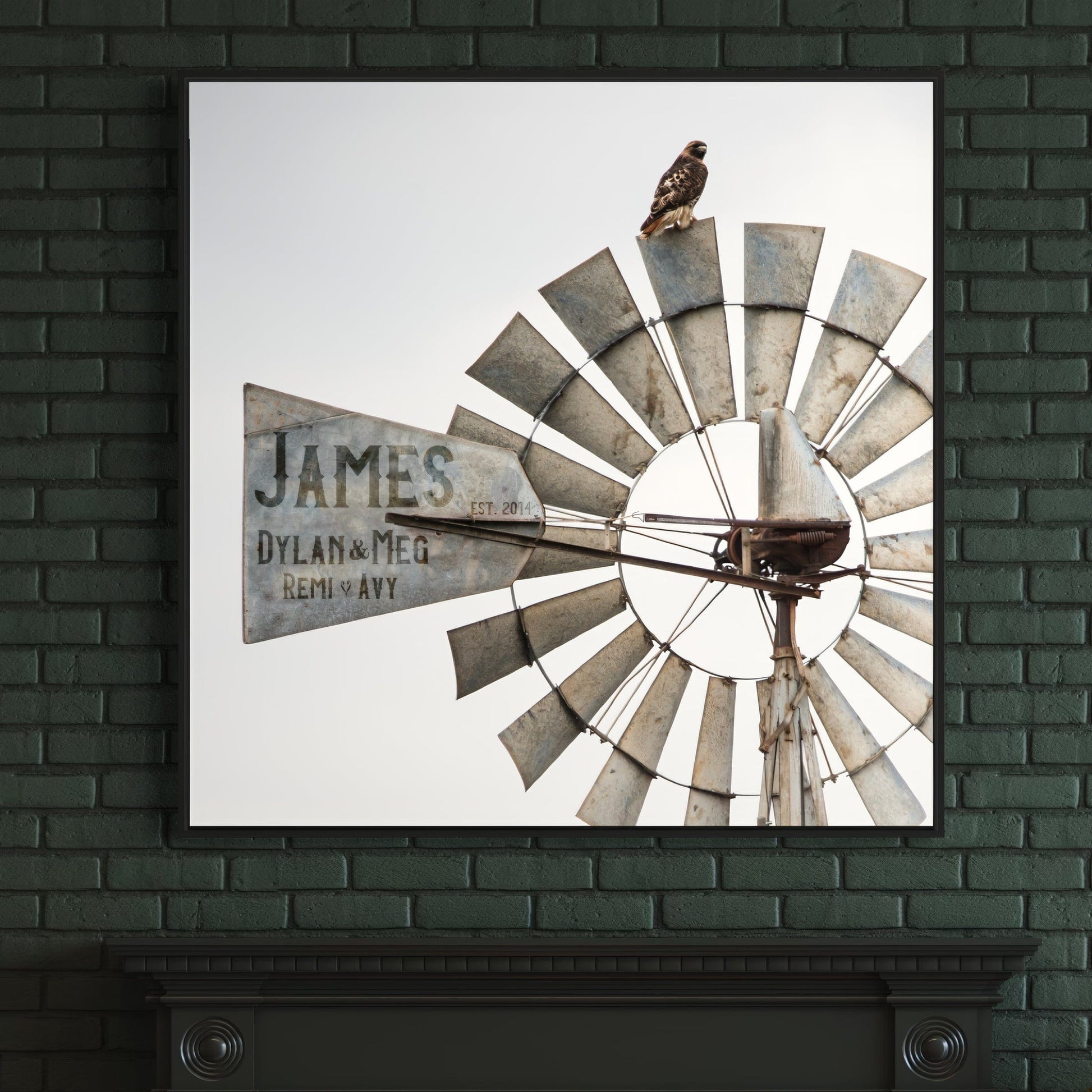 Personalized Cattle Brand Art - Windmill With Your Livestock Brand Wall Art Teri James Photography
