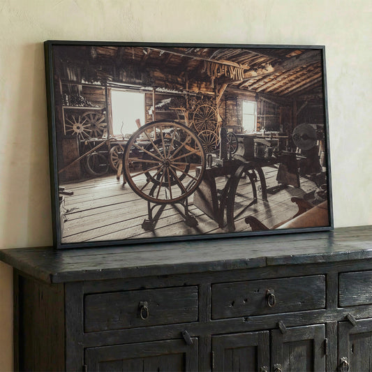 Rustic Industrial Wall Art - Vintage Workshop Print on Sepia Tone Canvas Wall Art Teri James Photography