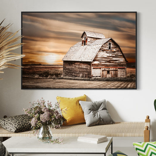 Rustic Old Barn and Sunset Photo Wall Art Teri James Photography