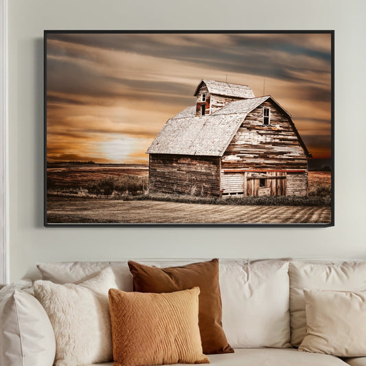 Rustic Old Barn and Sunset Photo Wall Art Teri James Photography