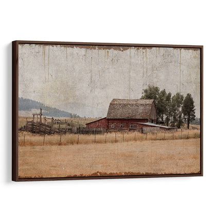 Rustic Red Barn Canvas Canvas-Walnut Frame / 12 x 18 Inches Wall Art Teri James Photography